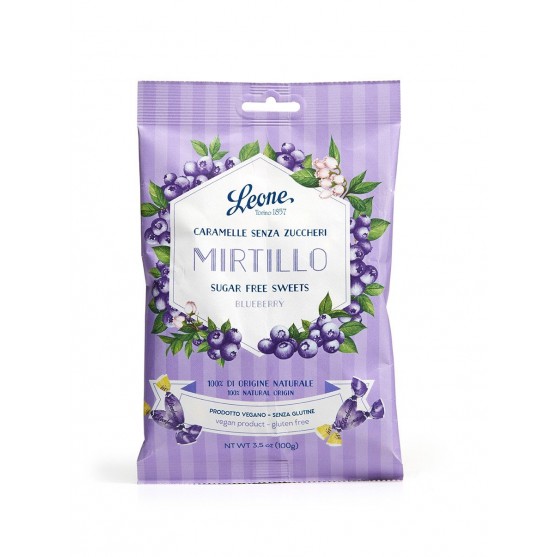 Bonbons sans sucre à la myrtille - sachet (Piémont) 100g