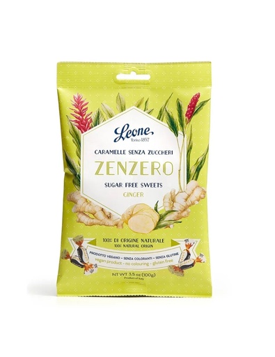 [Ref0329] Bonbons au gingembre sans sucre - sachet (Piémont) 100g